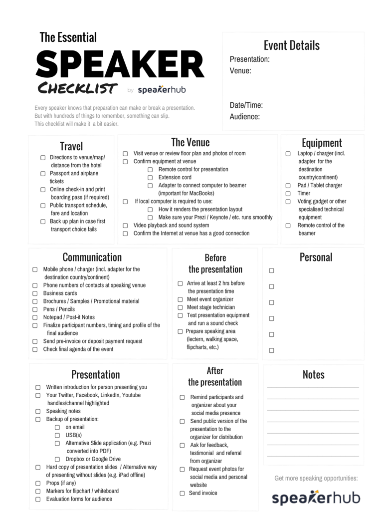 The Essential Speaker Checklist 