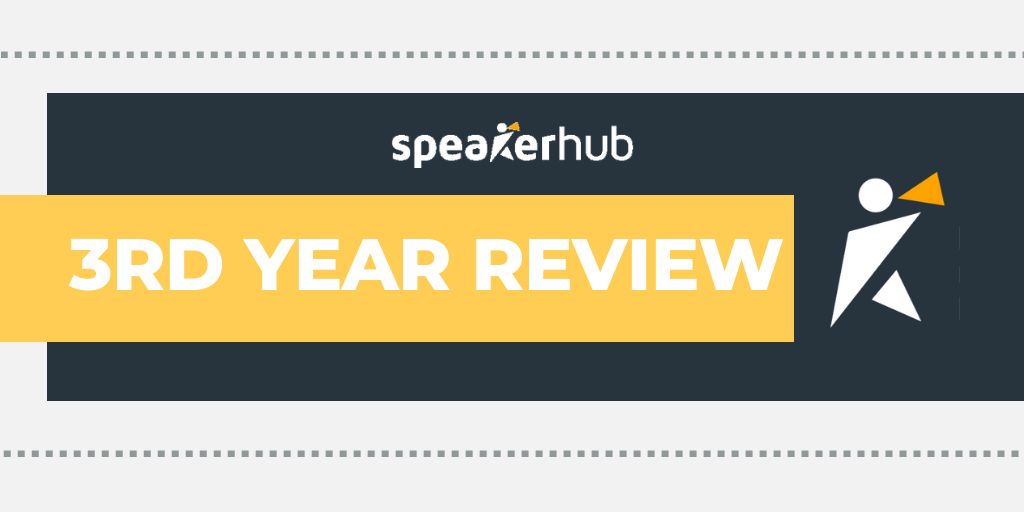 SpeakerHub 3 Year Review statistics and growth infographic