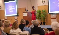 Melanie speaks at National Cancer Survivors Day at DeCesaris Cancer Center at Anne Arundel Medical Center