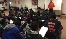 CJ speaking to a male mentor group
