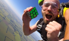 Solving a Rubik's Cube while Skydiving
