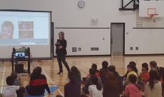 Speaking at a school