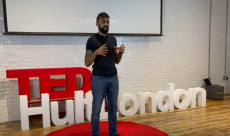 Deepak Shukla speaking at TEDx Hult London