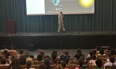 Volunteer Lehman at John Muir High School presenting "WE ARE GOING To the Moon with NASA"